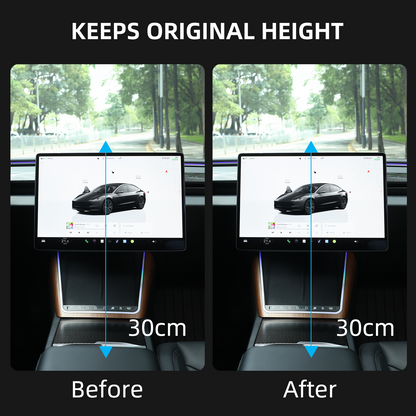 Safe rotating screen mount designed to maintain cable clearance in Model Y Juniper, preventing cable strain and ensuring longevity