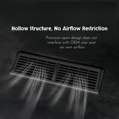 Snap-on under seat air vent cover for Model Y installs easily without tools, glue, or permanent modifications