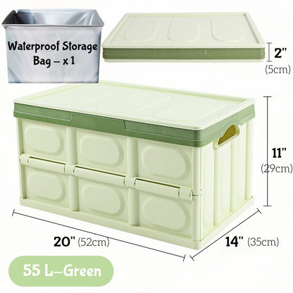 Space-saving foldable trunk organizer helping maintain a clean and tidy car interior with efficient storage compartments