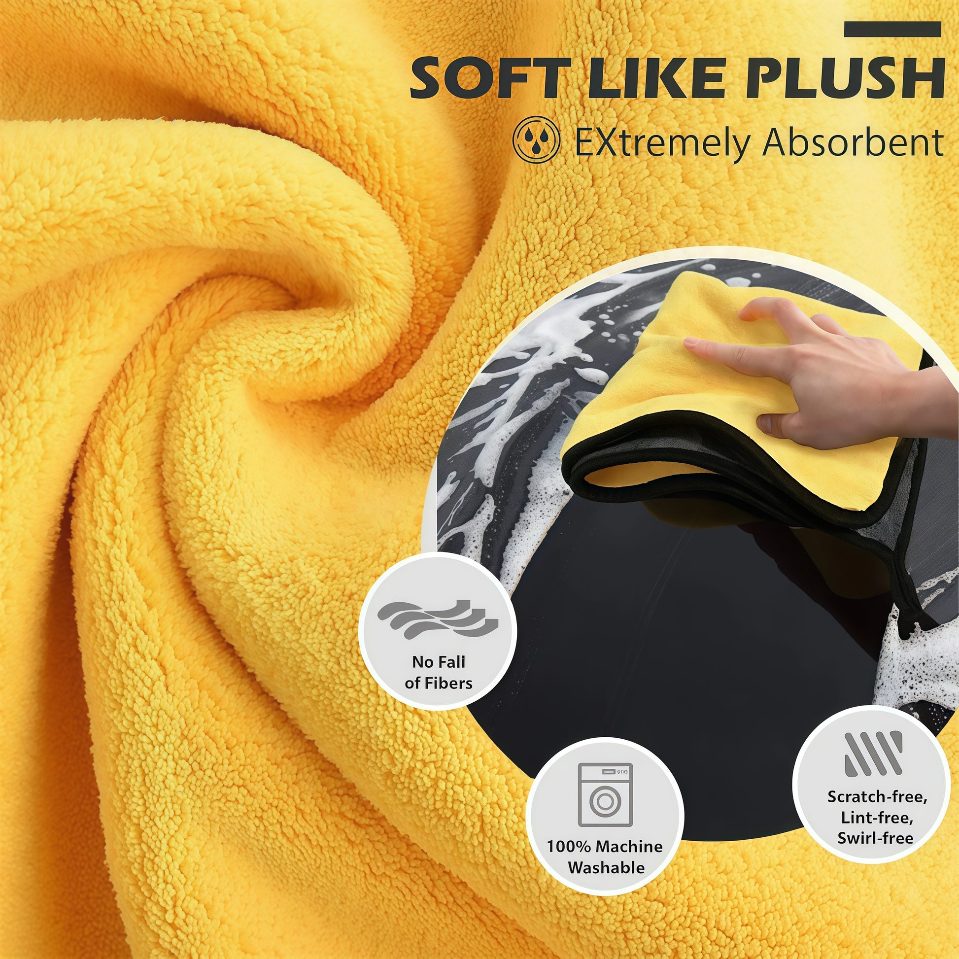 Super absorbent microfiber towel absorbs water quickly for efficient car drying and detailing