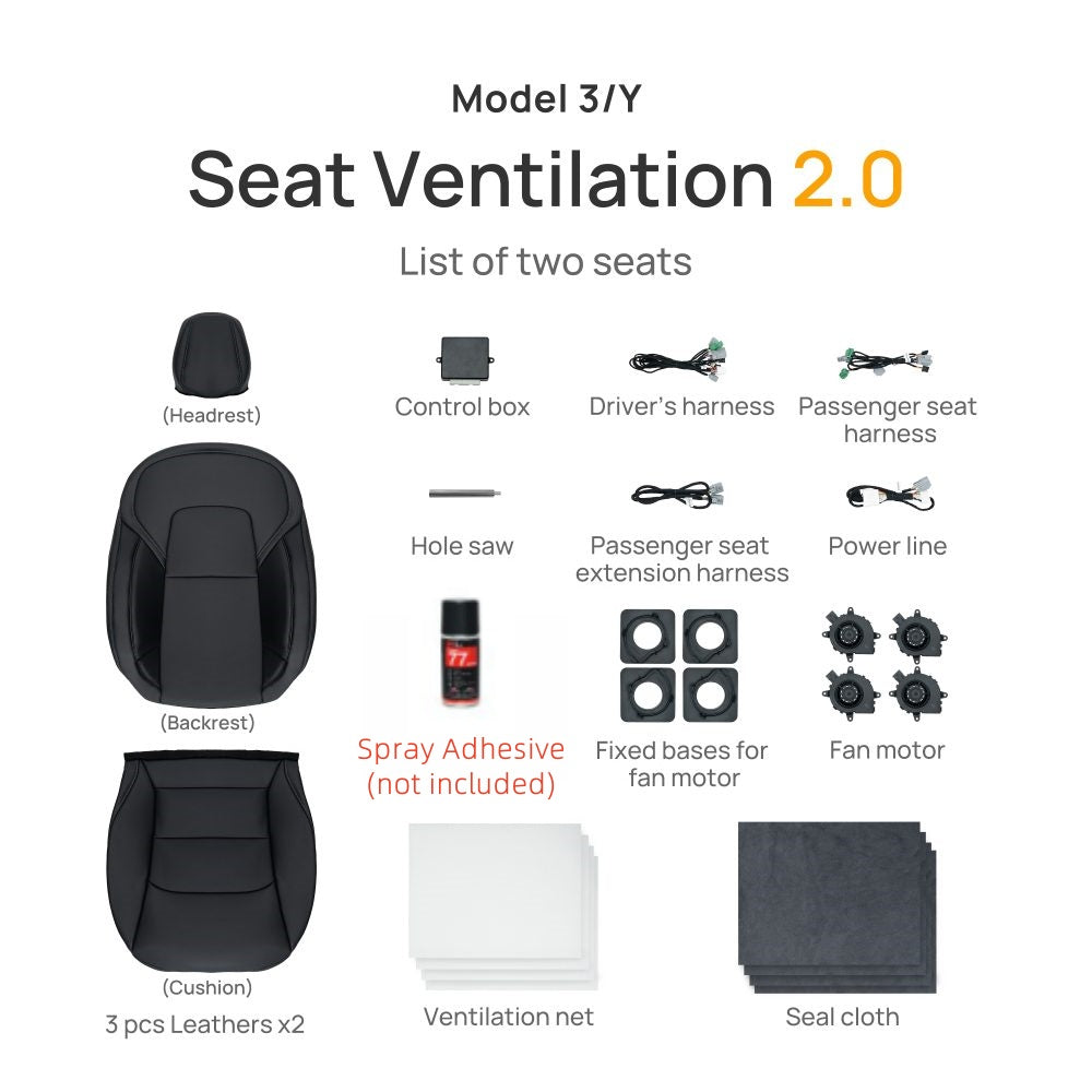 Long drive Tesla EV accessory: cooling seat cover with breathable leather and ultra-quiet airflow motor