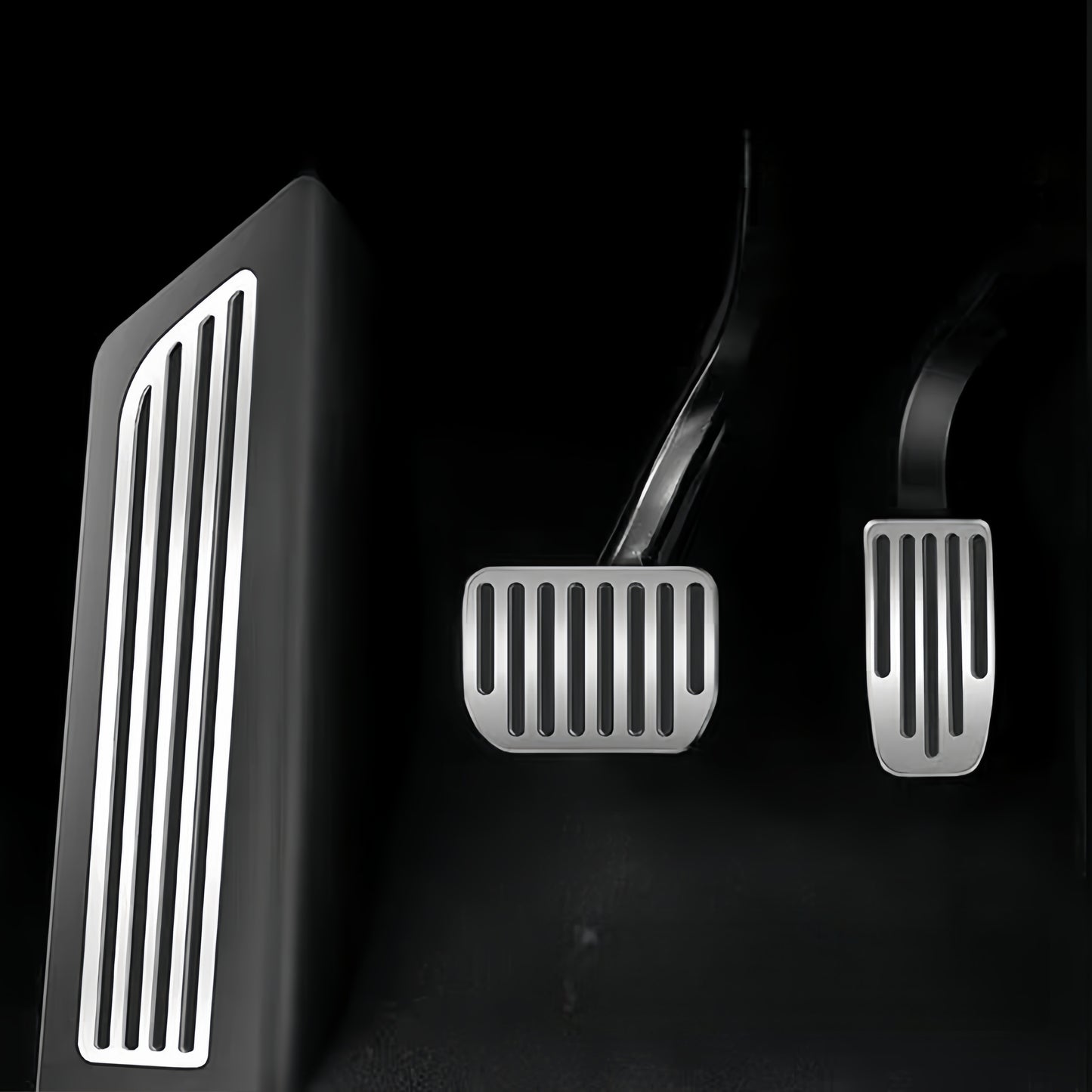 Precision fit pedal cover set compatible with Tesla Model 3 Highland and Model Y Juniper editions for enhanced driving feel