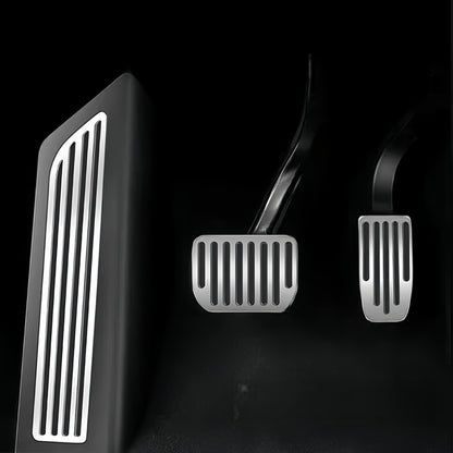 Precision fit pedal cover set compatible with Tesla Model 3 Highland and Model Y Juniper editions for enhanced driving feel