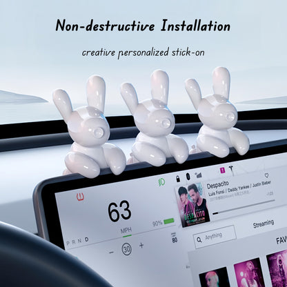 Custom-fit dog ornament shaped to match the curve of Tesla center displays for a clean and integrated appearance