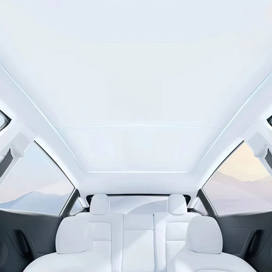 Ice crystal glass roof sunshade designed for Tesla Model 3 2021-2026, providing custom fit heat and UV protection