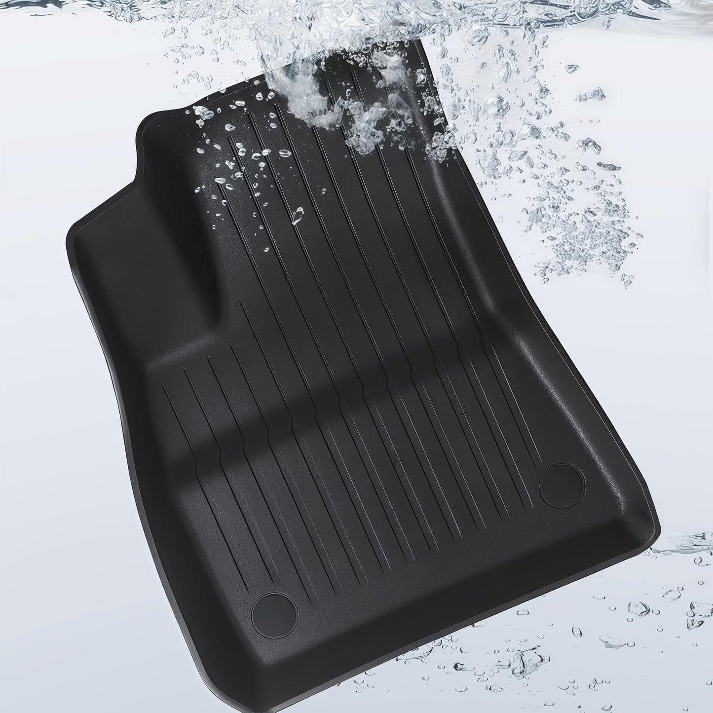 Anti-slip Tesla Model 3 floor liners with secure hook and loop fasteners to prevent shifting