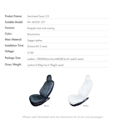 Tesla Model 3 EV cooling seat with adjustable speed airflow technology for personalized comfort
