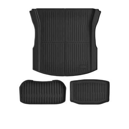 All-weather TPE rear trunk liner designed for 2024+ Tesla Model 3 Highland, offering full cargo protection from dirt and spills