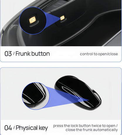 Dual aluminum struts ensure whisper-quiet operation of automatic front trunk for 2025 Tesla Model 3 Highland
