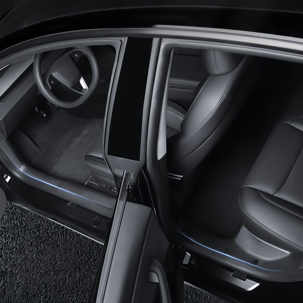 Door sill guard compatible with 2024-2025 Model 3 Highland for protecting entry areas from scuffs and shoe marks