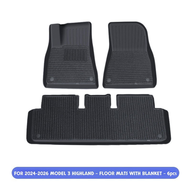 Left-hand-drive floor mats compatible with Tesla Model 3 Highland, engineered for accurate pedal clearance
