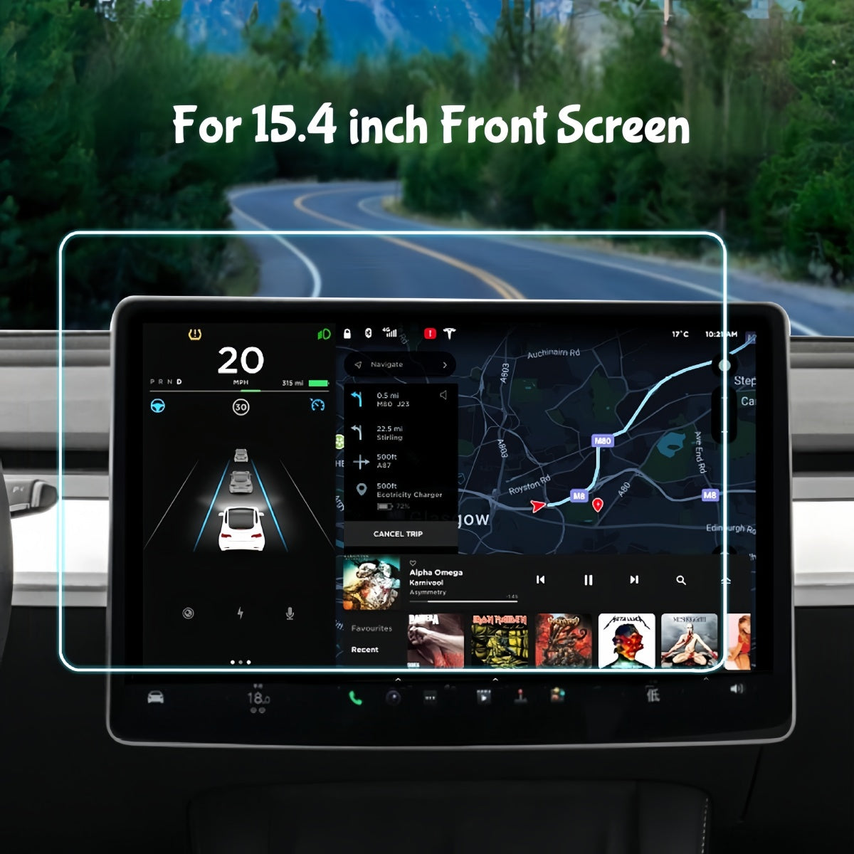 Tempered glass screen protector for Tesla Model 3 Highland and Model Y Juniper touchscreen display