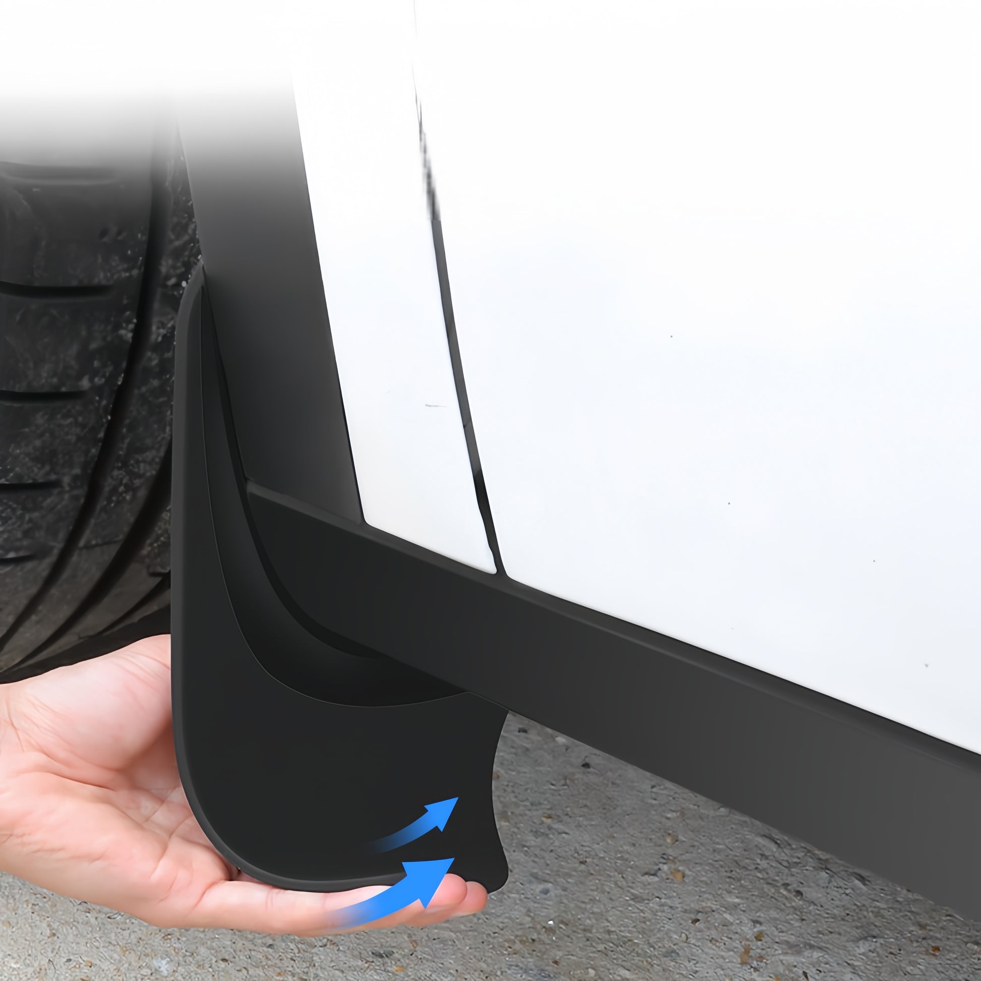 Flexible TEP splash guards for Tesla Model 3 Highland, offering durable gravel and road debris protection without cracking