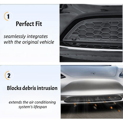 No-drill snap-on installation of front bumper grille for Tesla Model 3 Highland, protects bumper and preserves original condition