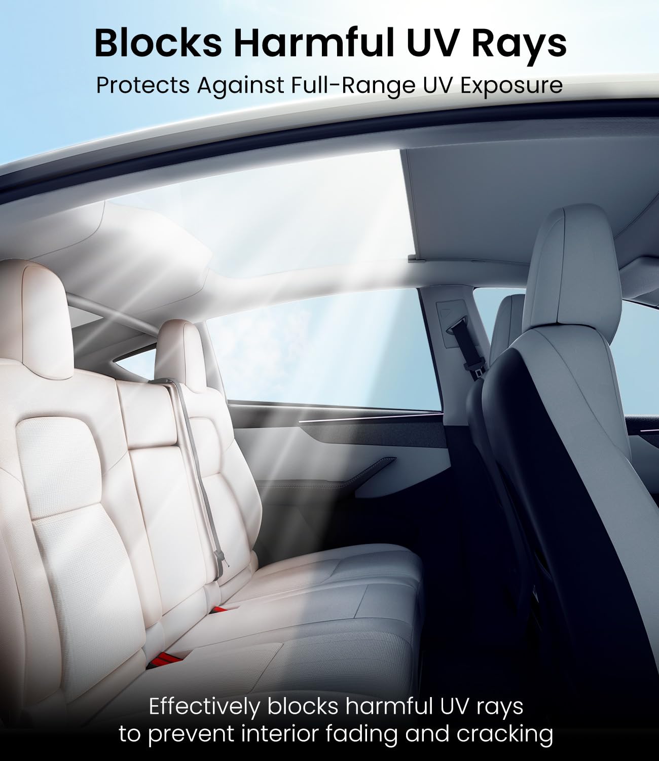 Ice crystal solar-reflective sunshade designed for Tesla Model 3 Highland, reducing interior temperature and blocking harmful UV