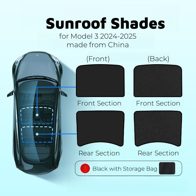 Durable polyester sunroof cover for Tesla Model 3 Highland with rigid frame construction for long-lasting solar protection