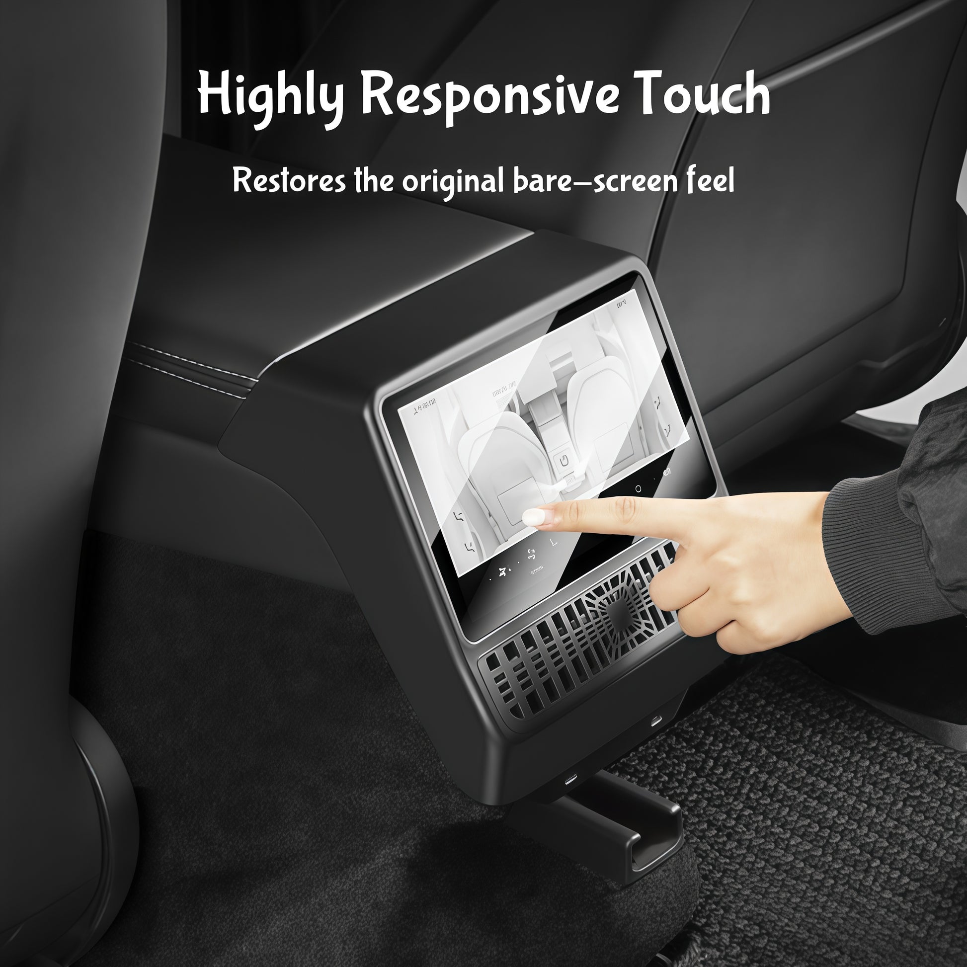 Non-destructive clip-on installation design for Tesla Model 3 and Model Y rear screen protector