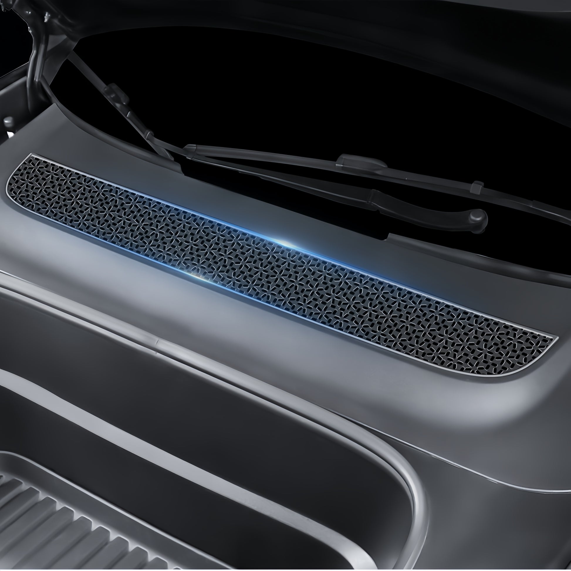 Air intake grille protector for Tesla Model Y 2025-2026 Juniper ensuring clean airflow and long-term HVAC protection