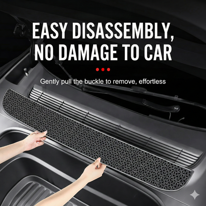 Tesla Model Y 2026 air intake vent debris guard preventing leaves and rocks from entering the HVAC intake system