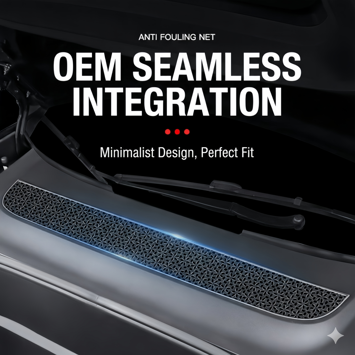 Front air vent protective mesh for Tesla Model Y Juniper designed to block debris and protect air inlet system