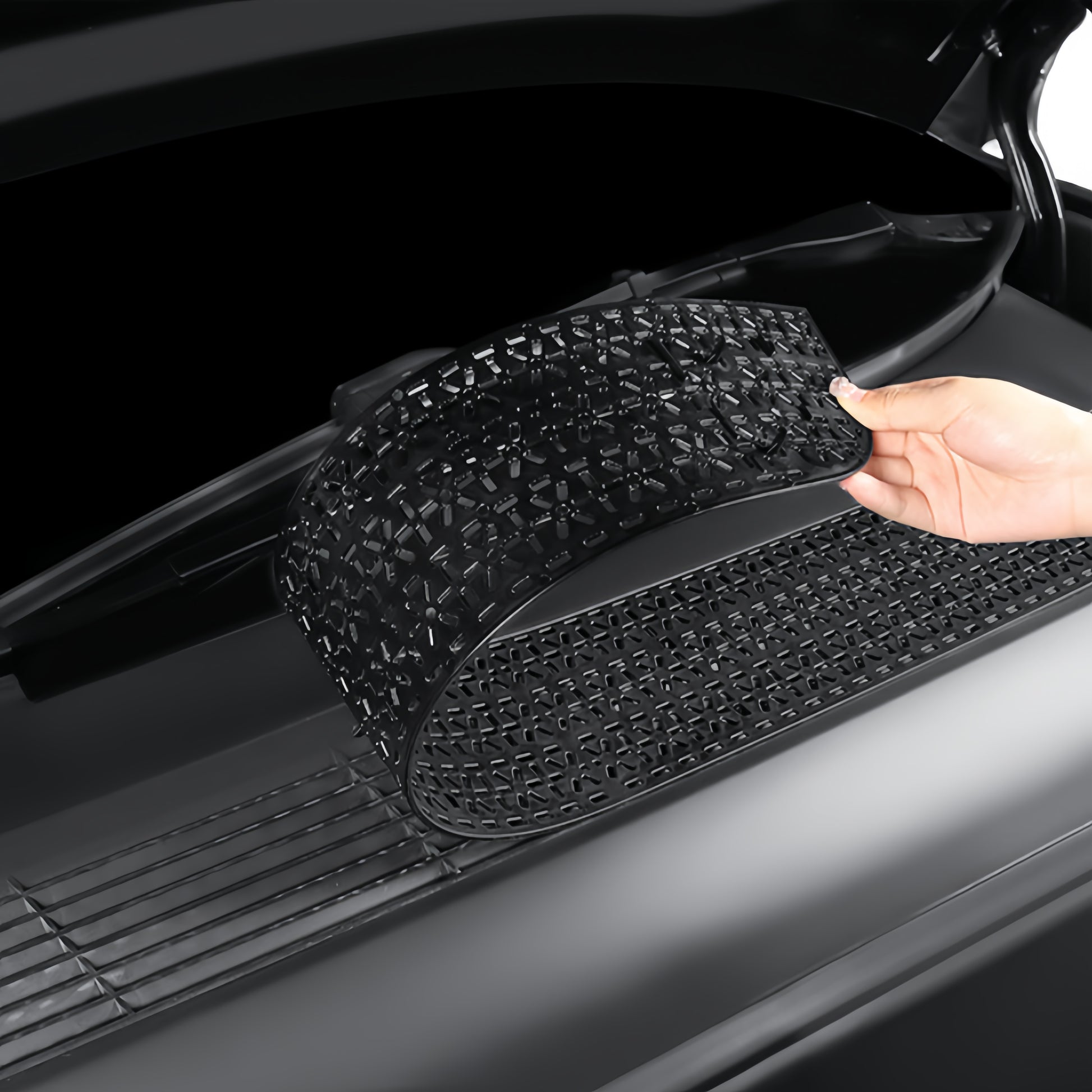 HVAC air intake guard accessory for Tesla Model Y Juniper protecting air system from debris and contamination