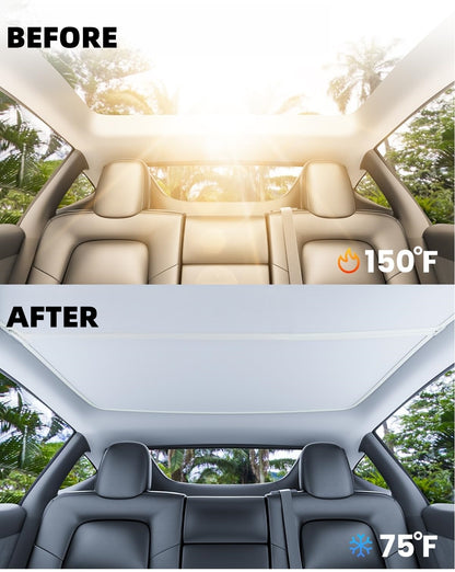 UV protection roof sunshade for Tesla Model Y 2025-2026, shields interior surfaces from harmful rays