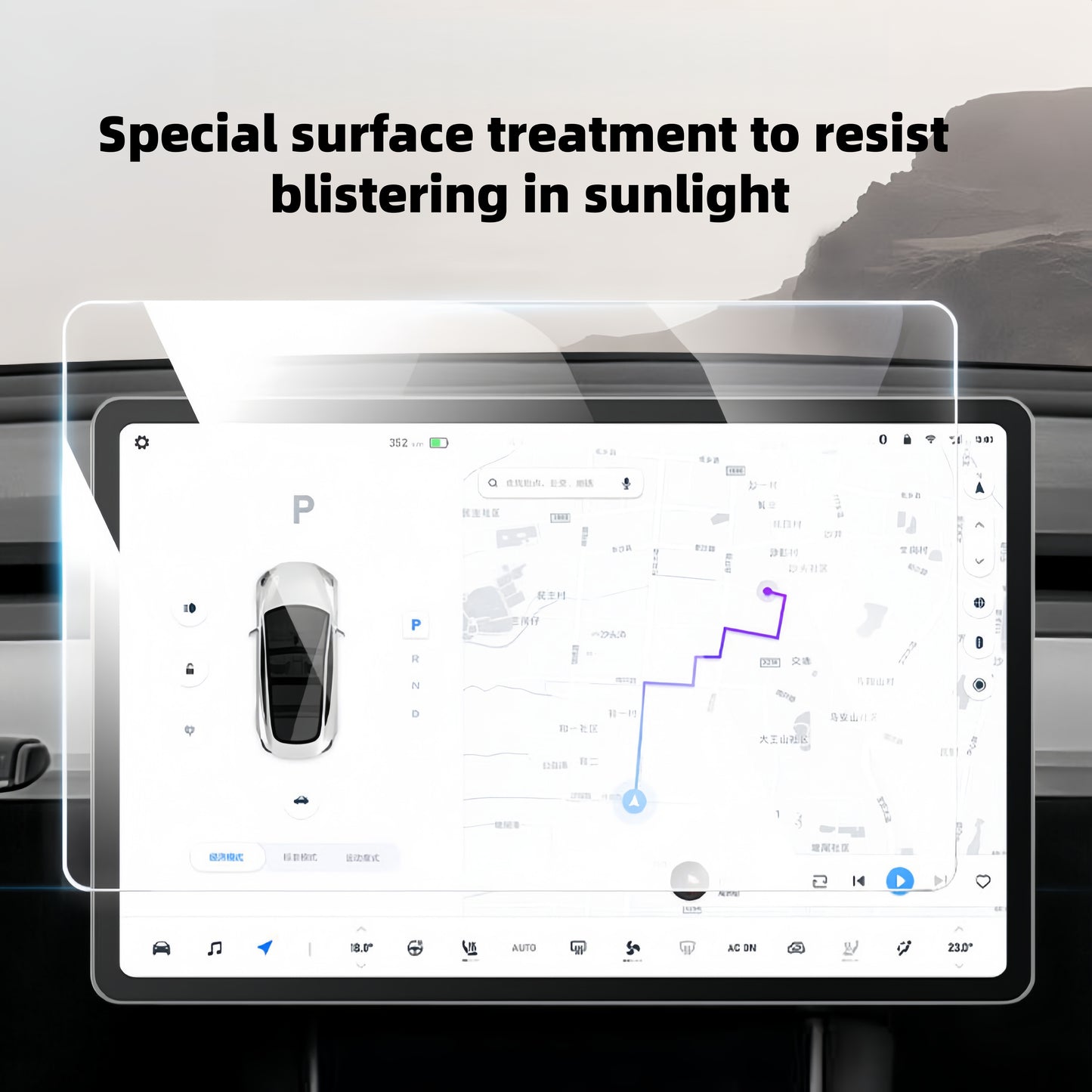 Full display coverage Tesla screen protector, designed for 2024+ Model 3 Highland and 2025+ Model Y Juniper, protects navigation and rear screens from scratches and dust