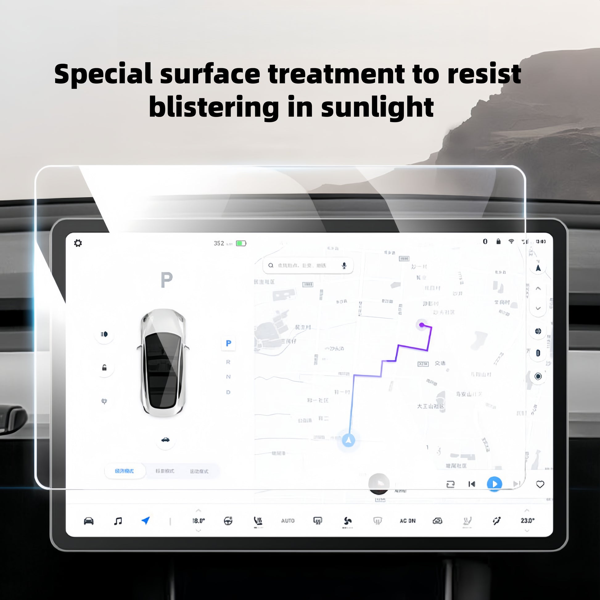 Full display coverage Tesla screen protector, designed for 2024+ Model 3 Highland and 2025+ Model Y Juniper, protects navigation and rear screens from scratches and dust