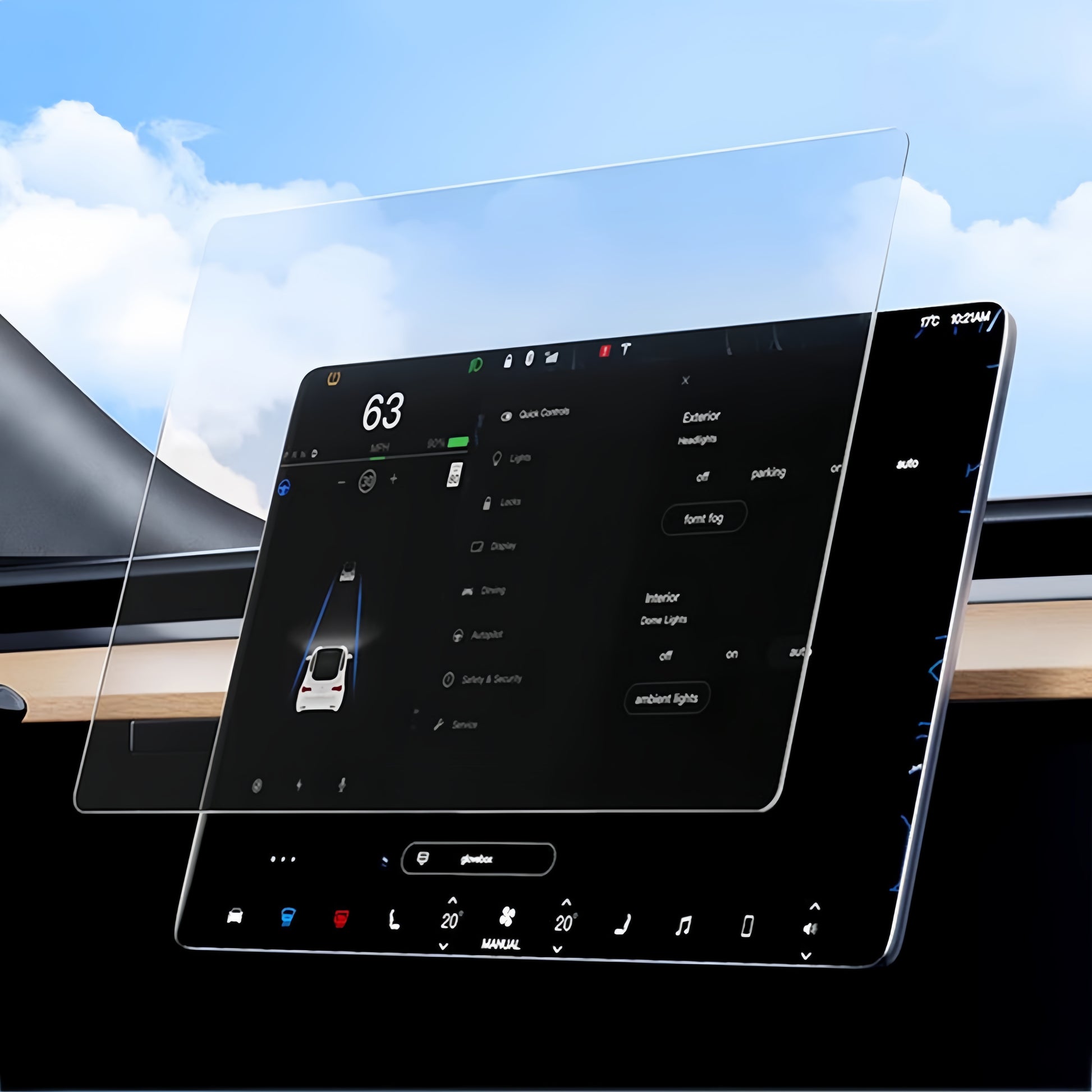 Anti-fingerprint and smudge-proof Tesla screen protector, keeps Model 3 Highland and Model Y Juniper displays clean and clear with daily use