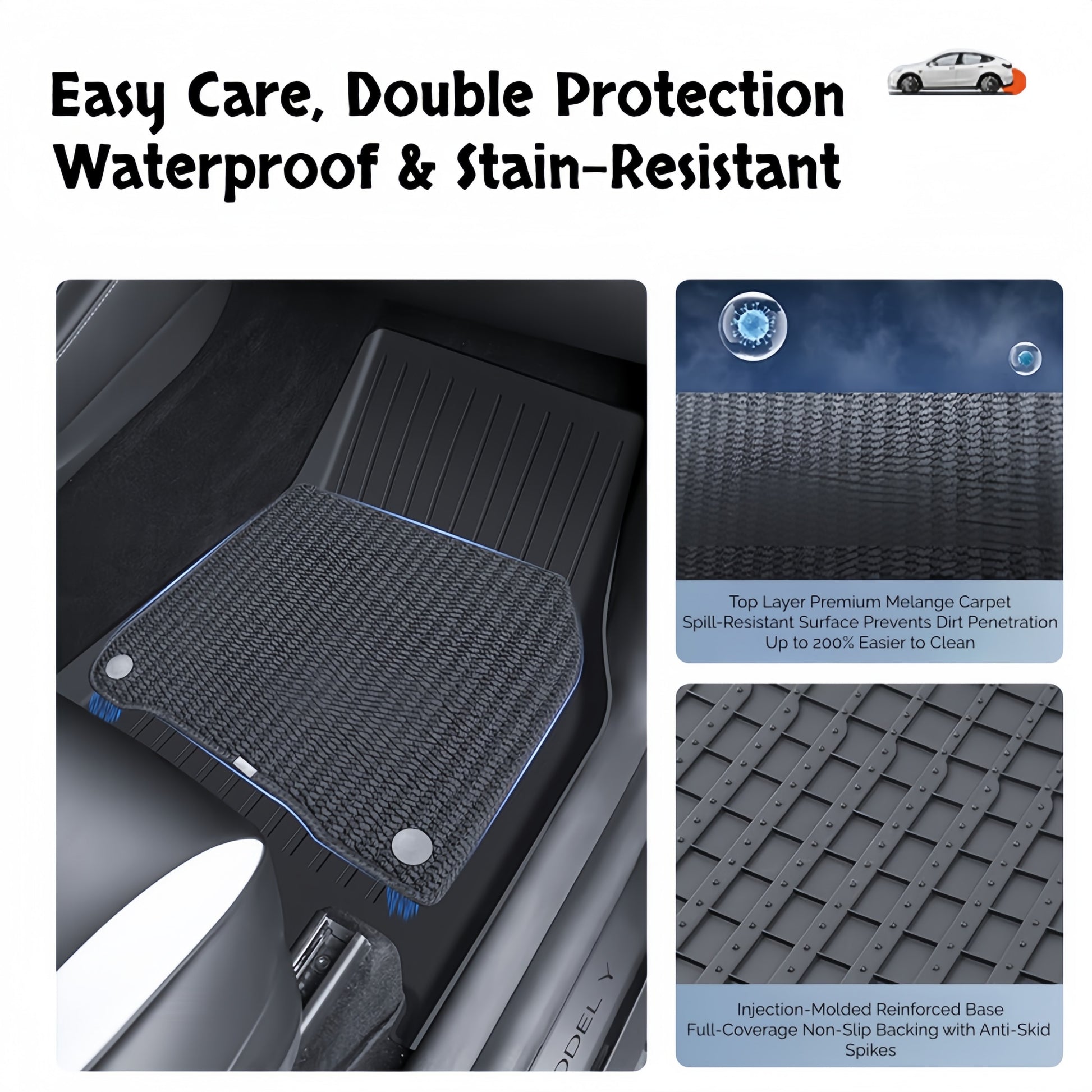 Driver-side TPE floor mat with integrated footrest pedal decoration for Model Y Juniper interior protection