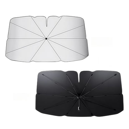Universal car windshield sun shade umbrella designed to block UV rays and heat, keeping interior cool and protected