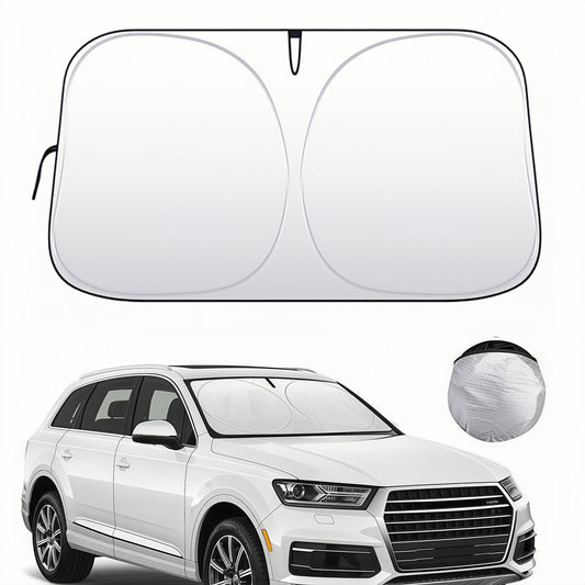 Universal car windshield sun shade with UV protection blocks sunlight and reduces interior heat for daily parking use