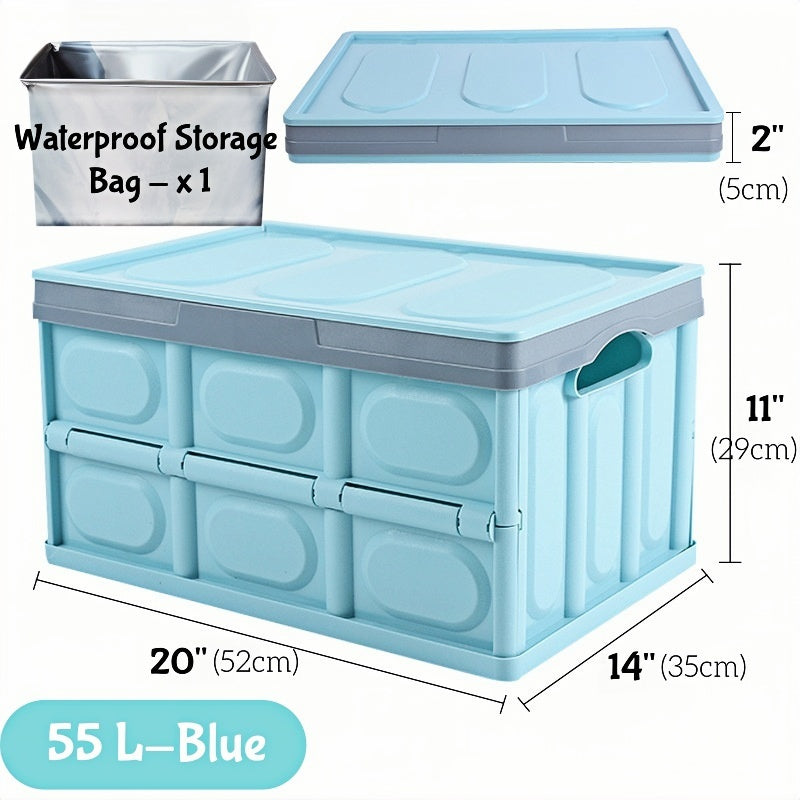 Waterproof lined car trunk organizer designed for carrying liquids, ice storage, and outdoor utility purposes