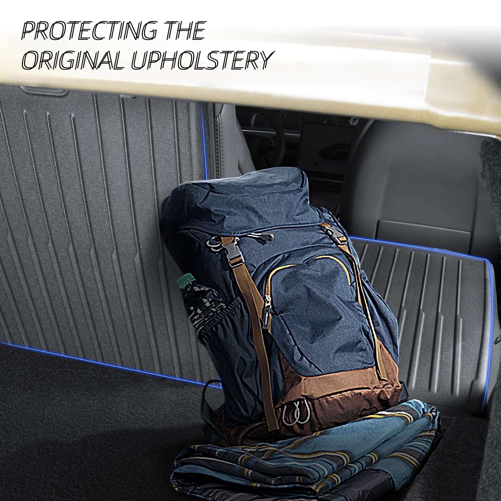 Waterproof TPE backrest cover custom-designed for the 2024–2025 Tesla Model 3 5-seater, resisting stains, spills, and pet hair